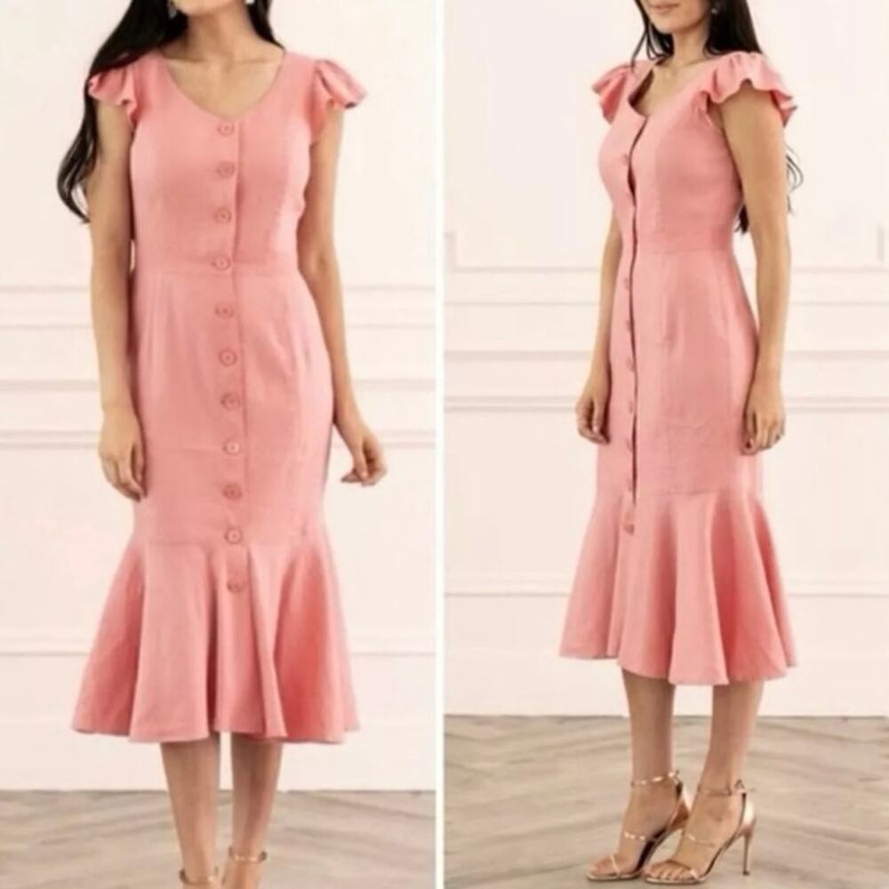Rachel Parcell Pink Button-Front Midi Dress